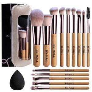 14 Pcs Makeup Brushes Set With 1 Pcs Makeup Sponge With Travel Makeup Case